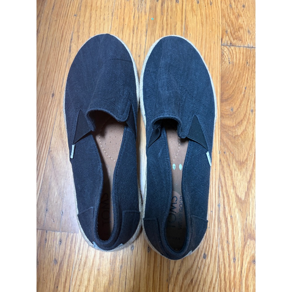 TOMS Womens Alpargata Black Rope Espadrille Slip On Shoes 7.5 1000050424-11 - Picture 3 of 8
